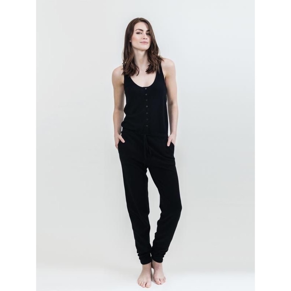 Leimere Henley Jumpsuit (Black)